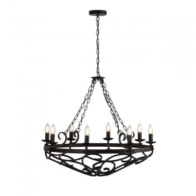 Lustre Baroque Cartwheel 8x60W E14 Noir Mat SEARCHLIGHT 8908-8BK