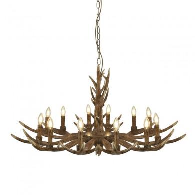 Lustre imitation Bois de Cerf Stag 12x40W E14 SEARCHLIGHT 6416-12BR