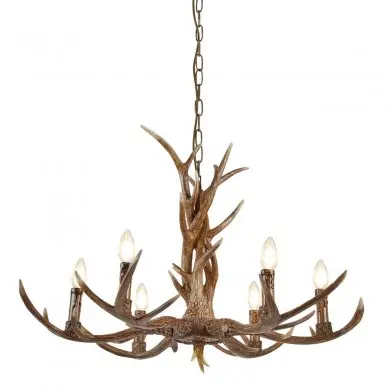 Lustre imitation Bois de Cerf Stag 6x7W E14 SC_6416-6BR 6416-6BR Lustre imitation Bois de Cerf Stag 6x7W E14 SEARCHLIGHT 6416-6BR