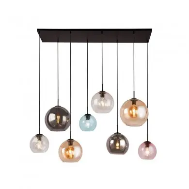 Suspension Boule Mardi Gras Ii 8x40W E27 Noir Ambre Fumé Rose Bleu SEARCHLIGHT 94002-8BK