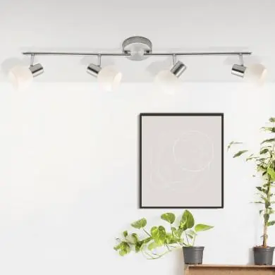 Plafonnier 4 lumières BONA 4x40W E14 ACIER VERRE BLANC BRILLIANT 10532/05