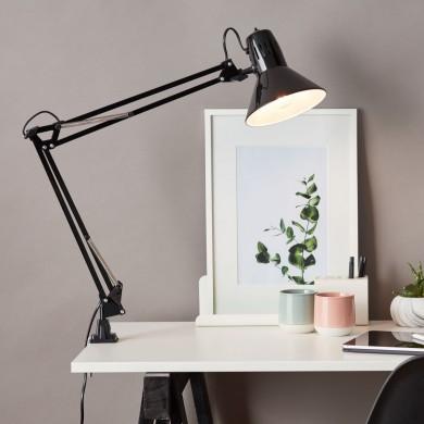 INSPIRE - Lampe de bureau ARQUITECTO - H.60 cm - 1 x E27 60W (non inclus) -  Lampe ajustable à bras articulé - Lampe architecte à clipser - Métal et