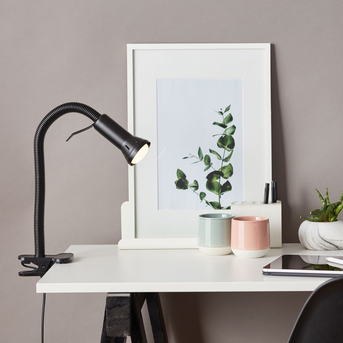 Lampe LED 3 W à pince pour bureau avec col de cygne orientable, Lampes de  bureau