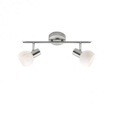 Plafonnier 2 lumières BONA 2x40W E14 ACIER VERRE BLANC BRI_10513_05 10513/05 Plafonnier 2 lumières BONA 2x40W E14 ACIER VERRE BLANC BRILLIANT 10513/05