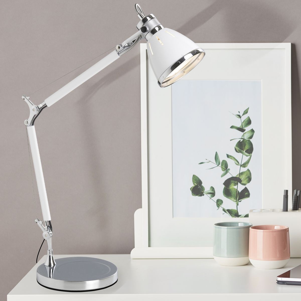 Lampe de bureau Versa Blanc Métal 18 x 40 x 14 cm main image 1