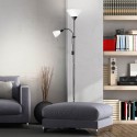 Lampadaire avec liseuse SPARI 4 1x60W E27 NOIR VERRE BLANC