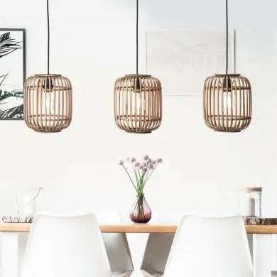 Suspension WOODROW 3x60W E27 Brun clair BRILLIANT 93778/20