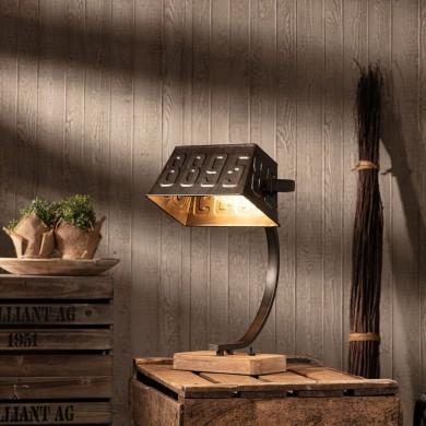 Lampe de table DRAKE 1x40W E27 Bois et métal patinés BRI_99022_46 99022/46 Lampe de table DRAKE 1x40W E27 Bois et métal patinés BRILLIANT 99022/46