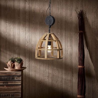 Suspension MATRIX WOOD 2 1x40W Bois antique-Noir BRILLIANT 99155/66