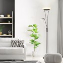 Lampadaire avec liseuse FINN 1x18W LED intégrée ACIER VERRE BLANC