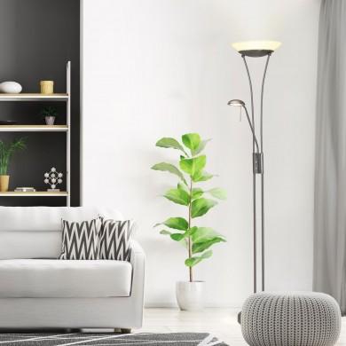 Lampadaire avec liseuse FINN 1x18W LED intégrée ACIER VERRE BLANC BRILLIANT G93035/13