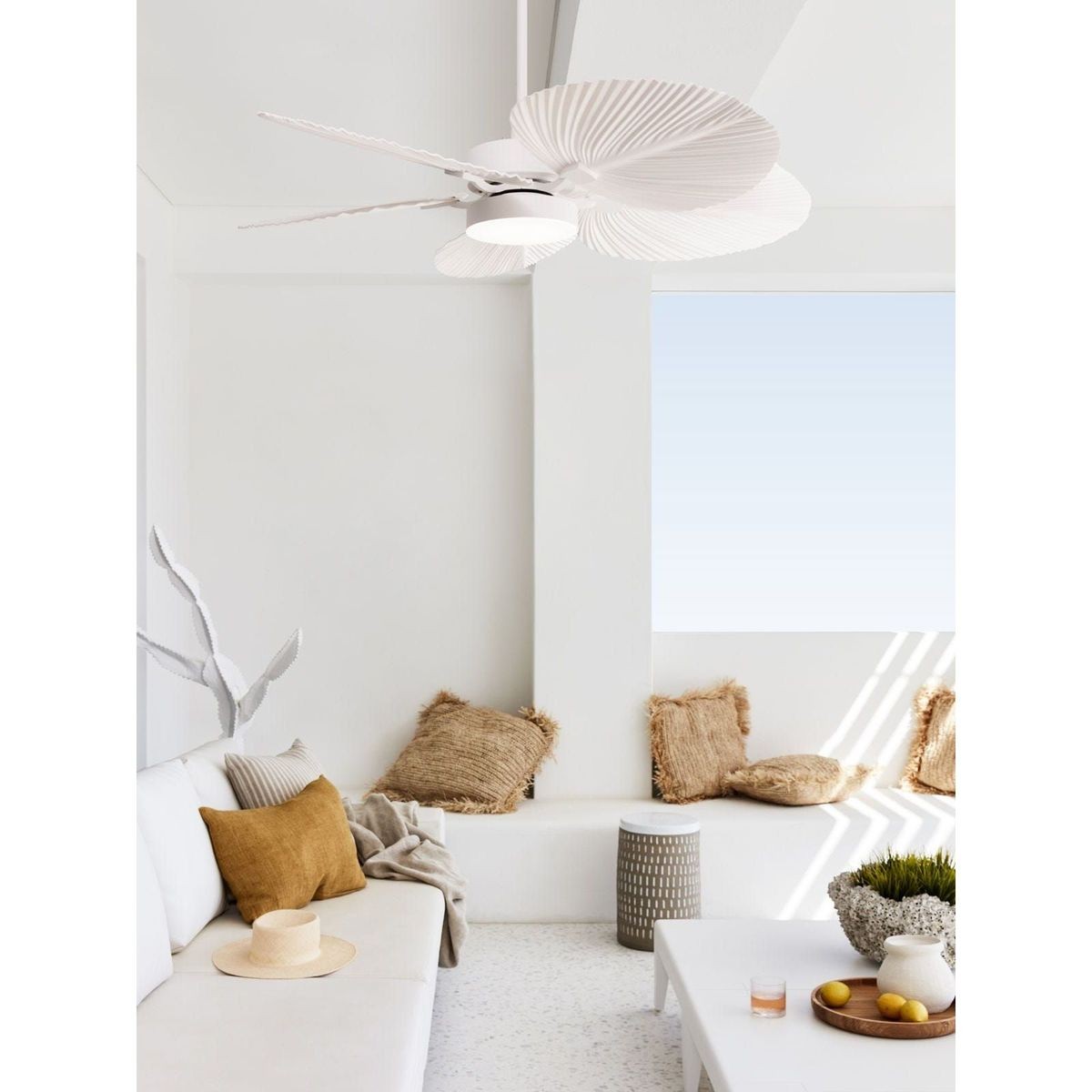 Ventilateur De Plafond Encastré Ovlaim 132cm Blanc Avec Lumière - Moteur DC Silencieux, Télécommande, 6 Vitesses