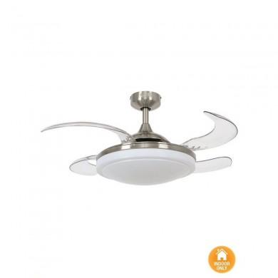 Ventilateur Plafond Evora 91cm Chromé Transparent BOUTICA DESIGN 212982