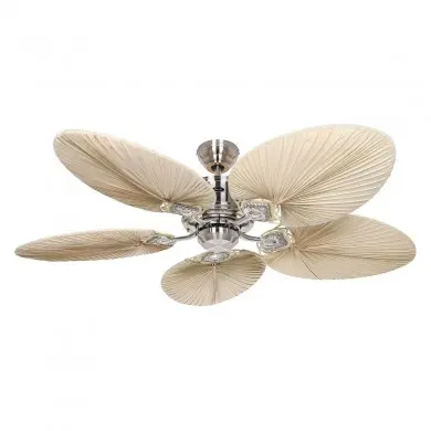 Ventilateur Plafond Caribbean Dream Eco II 137cm Chromé Palme Naturelle CAS_513722 513722 Ventilateur Plafond Caribbean Dream Eco II 137cm Chromé Palme Naturelle CASAFAN 513722