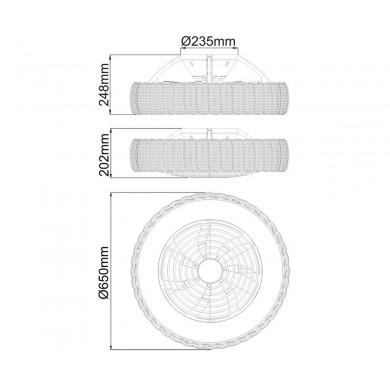 Ventilateur Plafond sans pale apparente Kilimanjaro 65cm Rotin MANTRA 7811