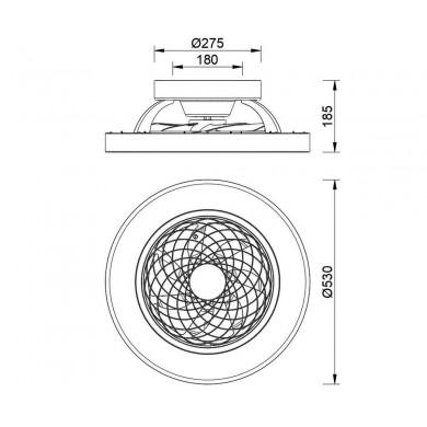 Ventilateur Plafond sans pale apparente Tibet Mini 52,8cm Blanc MANTRA 7804