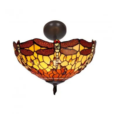 Plafonnier Style Tiffany Belle Amber 4x60W E27 D40 TIF_232244 232244 Plafonnier Style Tiffany Belle Amber 4x60W E27 D40 MYTIFFANY 232244
