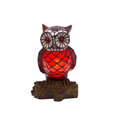 Lampe Style Tiffany Hibou 1x40W E14 Rouge Bleu MYTIFFANY 419100