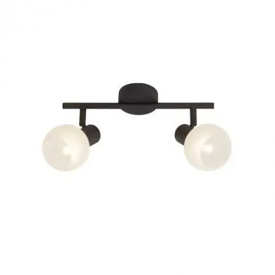 Plafonnier a 2 lumières GABON 2x40W E14 MARRON BLANC ALBATRE BRILLIANT 12913/20