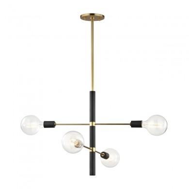 Suspension Astrid 4x60W E27 Laiton Noir MITZI H178804-AGB-BK-CE