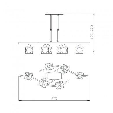 Suspension Cuadrax 6x5W G9 LED Nickel Fumé MANTRA 0004045