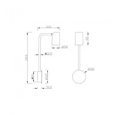 Applique Murale Sal 1x10W GU10 LED Noir Fumé MAN_7518 7518 Applique Murale Sal 1x10W GU10 LED Noir Fumé MANTRA 7518