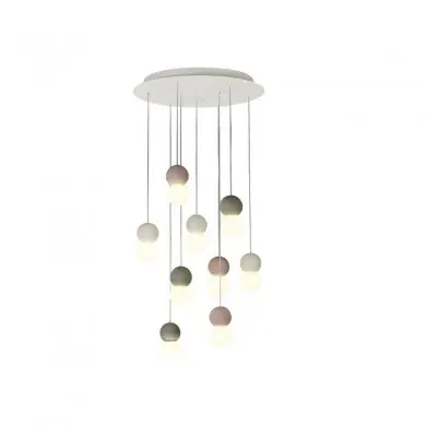 Suspension Galaxia 9x20W E27 LED Ciment Blanc Noir Rond MANTRA 7621
