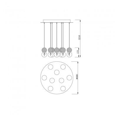 Suspension Galaxia 9x20W E27 LED Ciment Blanc Noir Rond MANTRA 7621