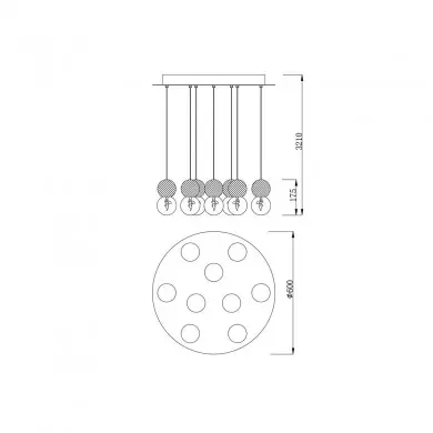 Suspension Galaxia 9x20W E27 LED Ciment Blanc Noir Rond MANTRA 7621
