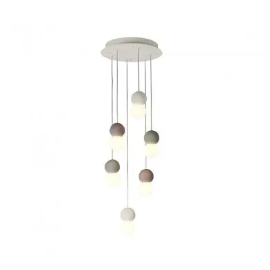 Suspension Galaxia 6x20W E27 LED Ciment Blanc Noir Rond MANTRA 7622
