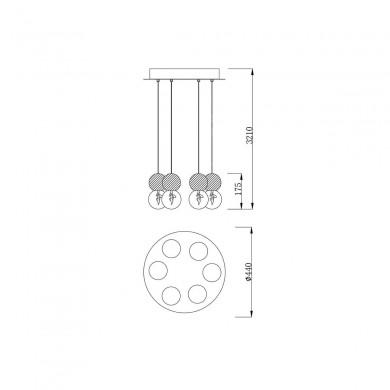 Suspension Galaxia 6x20W E27 LED Ciment Blanc Noir Rond MAN_7622 7622 Suspension Galaxia 6x20W E27 LED Ciment Blanc Noir Rond MANTRA 7622
