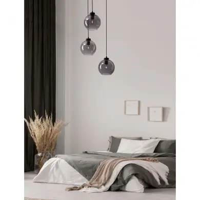 Suspension Palmer 3x12W ?27 Noir Fumé D20 NOVA LUCE 9241140