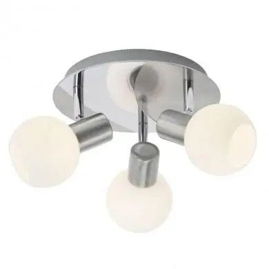 Plafonnier à 3 lumières TIARA 3x40W E14 ACIER VERRE BLANC BRI_15634_13 15634/13 Plafonnier à 3 lumières TIARA 3x40W E14 ACIER VERRE BLANC BRILLIANT 15634/13