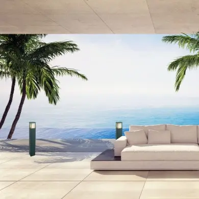 Borne NOIR HALMSTAD RECONDITIONNE 46W Max 85cm Opale NORLYS 296SV