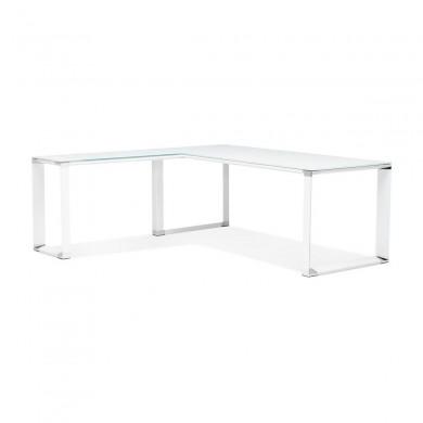 Bureau d'angle Warner Blanc L200 Verre  OT01340WHWH