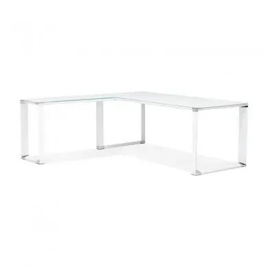 Bureau d'angle Warner Blanc L200 Verre  OT01340WHWH