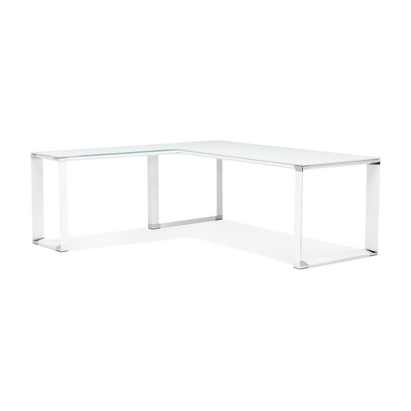 Bureau d'angle Warner Blanc L200 Verre  OT01340WHWH