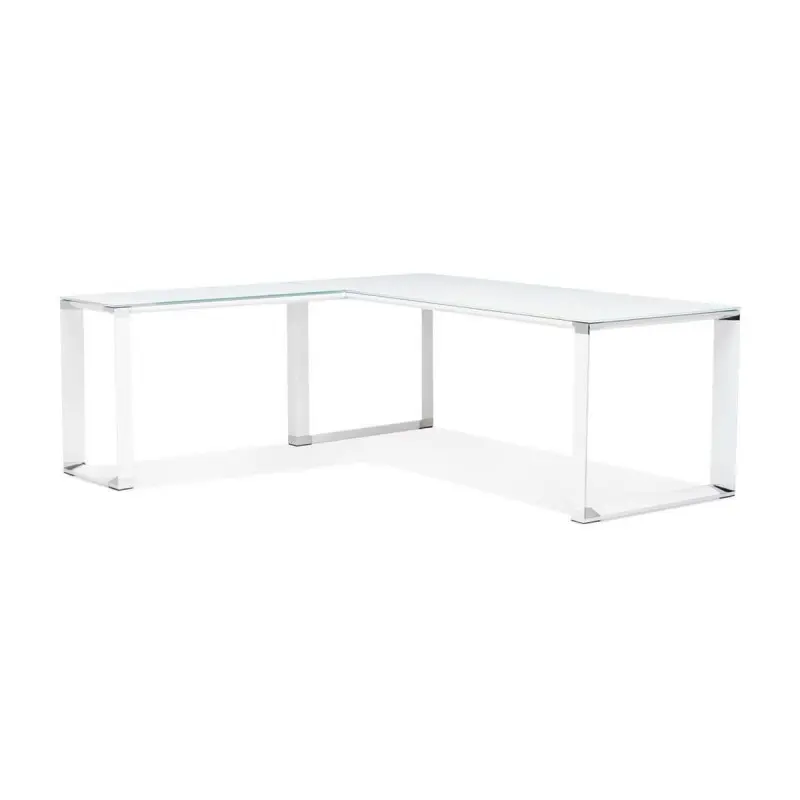 Bureau d'angle Warner Blanc L200 Verre  OT01340WHWH