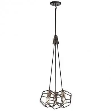 Lustre Rocklyn Acier 3x100W E27 KICHLER KL-ROCKLYN3 RS