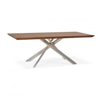 Table industrielle rectangulaire Royalty Noyer Acier brossé  DT01280WABS