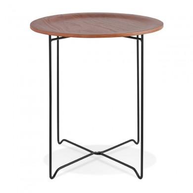 Table basse industrielle Ronde Oola Noyer Noir  CT00530WABL