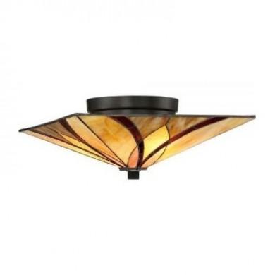 Plafonnier verrerie style Tiffany Bronze 2x60W E27 Quoizel
