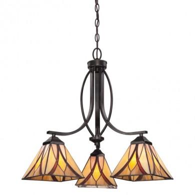 Lustre art déco Tiffany Asheville 3x60W Bronze noir ELS_qzashville3 qzashville3 Lustre art déco Tiffany Asheville 3x60W Bronze noir QUOIZEL qzashville3