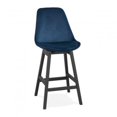 Tabouret De Bar en Bois Basil Mini Bleu Noir  BS03270BUBL