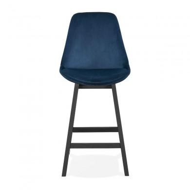 Tabouret De Bar en Bois Basil Mini Bleu Noir  BS03270BUBL