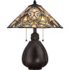 Lampe de Table Tiffany India Bronze 2x75W E27 QUOIZEL QZ-INDIA-TL