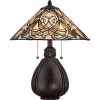 Lampe de Table Tiffany India Bronze 2x75W E27 QUOIZEL QZ-INDIA-TL