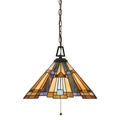 Suspension de style Tiffany Inglenook 3x100W Bronze noir QUOIZEL qzinglenookpa