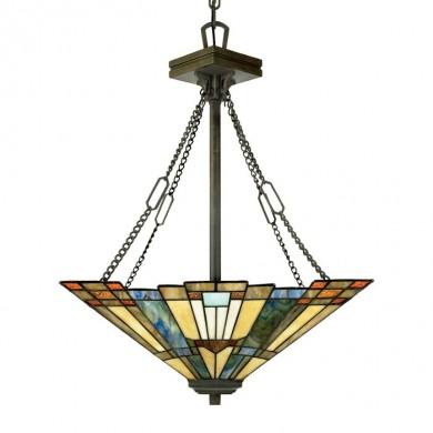 Suspension Tiffany Inglenook 3x100W Bronze noir QUOIZEL qzinglenookpb