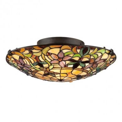 Plafonnier Tiffany Kami 2x60W Bronze Noir QUOIZEL qzkamif